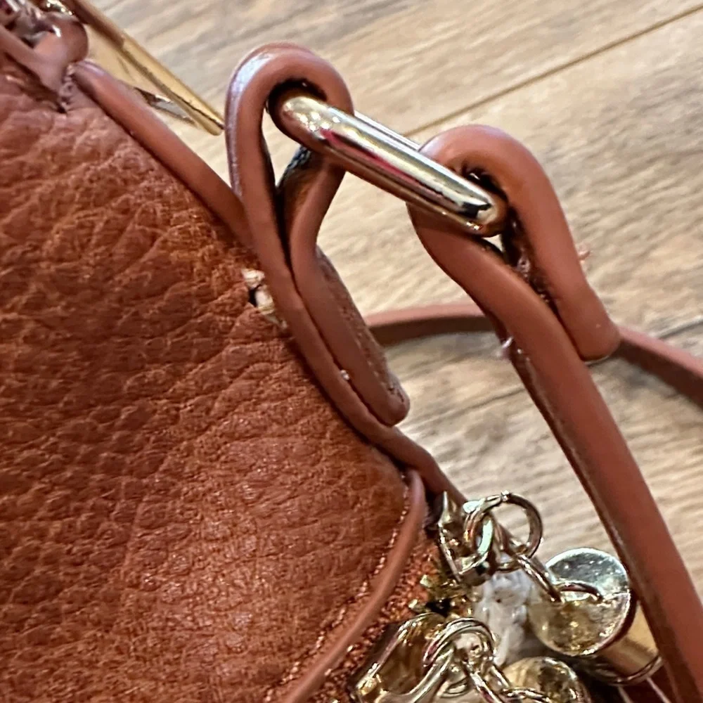 Brown and Tan Women's Crossbody Bag - Picture 6 of 8